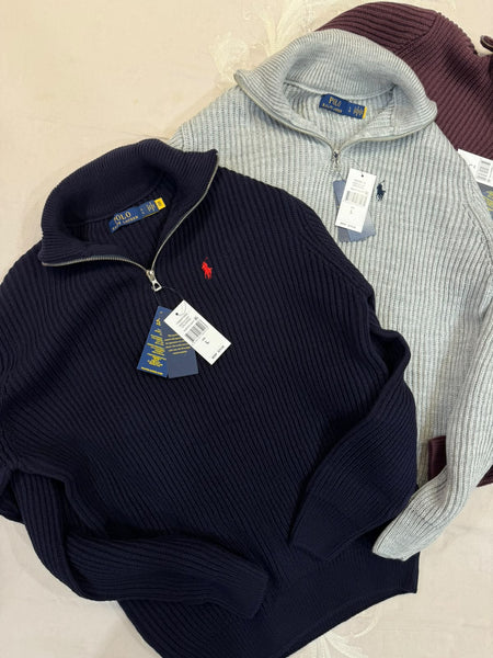 Premium Quality Quarter-Zip Pullover – Regular Fit Knit Sweater