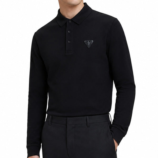 Authentic Quality Premium Long Sleeve Polo T-Shirt for Men – Luxury Black