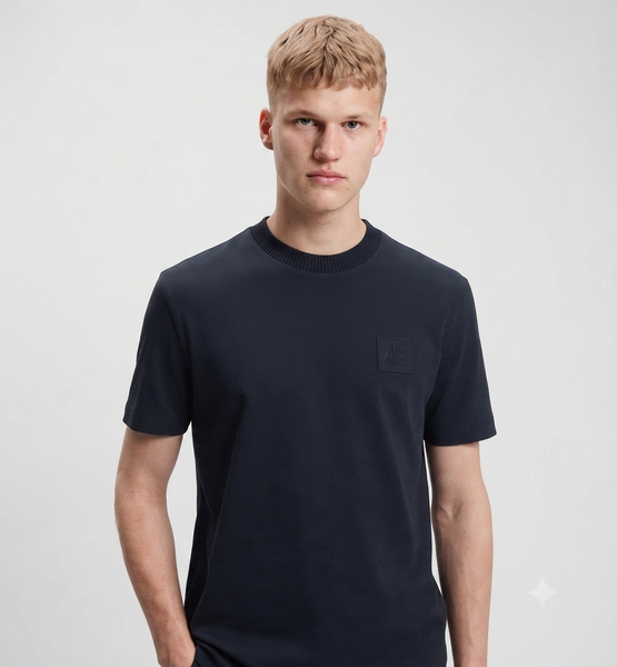 Premium Quality Crew Neck T-Shirts with Embossed Logo Detail – Luxury Solid Colour Collection in High-End Soft Finish