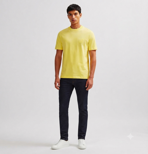 Premium Quality Crew Neck T-Shirts with Embossed Logo Detail – Luxury Solid Colour Collection in High-End Soft Finish