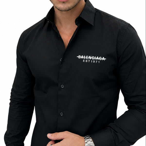 Premium Quality Embroidery Logo on Pocket Shirts Available Now – Luxury Solid Black Collection in High-End Regular Fit