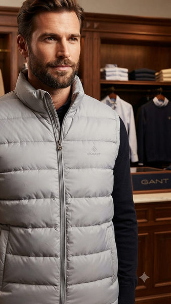 High-End Quality Puffer Jacket in Regular Fit Available Now – Luxury Light Grey Quilted Collection with Premium Soft Finish