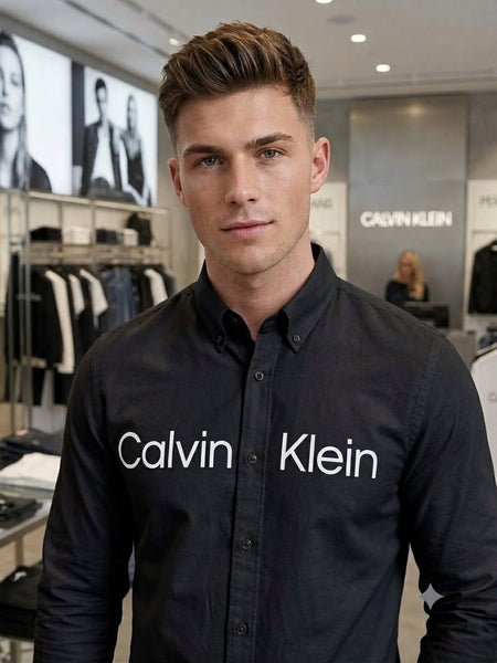 High-End Quality Premium Regular Fit Shirts Available Now – Luxury Black Collection with Bold Front Logo in Clean Premium Finish