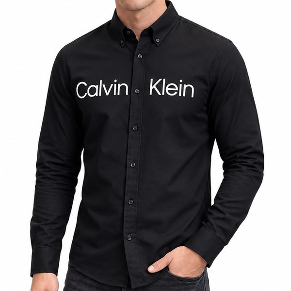 High-End Quality Premium Regular Fit Shirts Available Now – Luxury Black Collection with Bold Front Logo in Clean Premium Finish