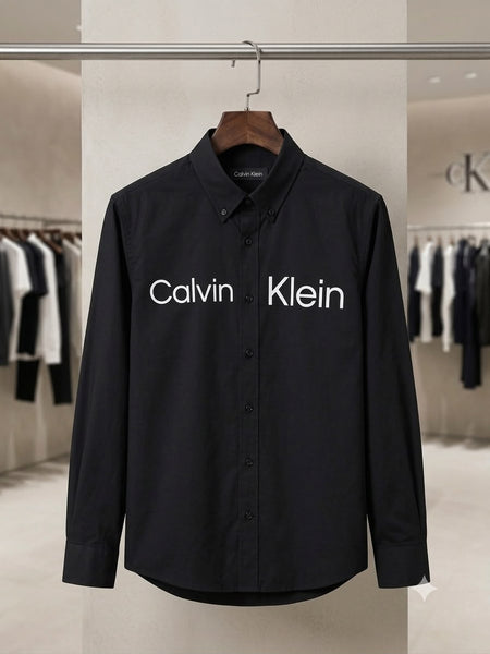 High-End Quality Premium Regular Fit Shirts Available Now – Luxury Black Collection with Bold Front Logo in Clean Premium Finish