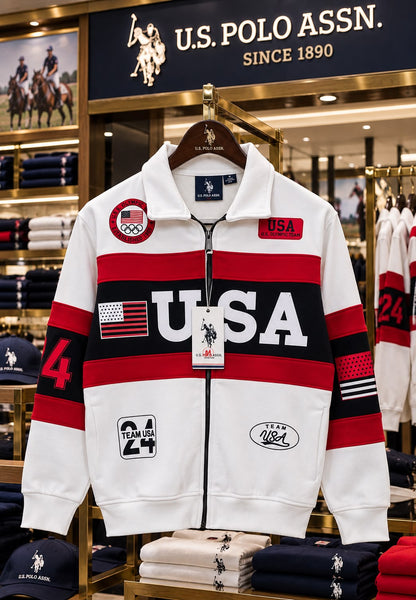 Imported Exclusive High End Quality Zip Up Sweatshirts Available Now – Luxury White Bold Graphic Collection in Soft Premium Finish