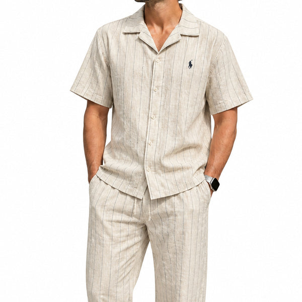 Imported Exclusive Premium Quality Regular Fit Co-Ord Set for Men – Luxury Striped Collection with Embroidery Logo on Front