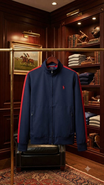 Imported Exclusive High End Quality Zipper Available Now – Luxury Navy Collection with Contrast Sleeve Stripes in Premium Soft Finish