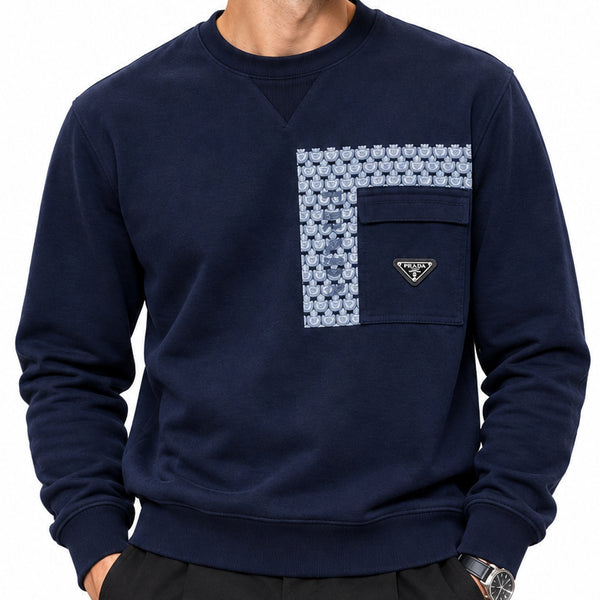 Imported Exclusive High End Quality Regular Fit Sweatshirts Available Now – Luxury Navy Collection with Contrast Pocket Detail in Soft Premium Finish