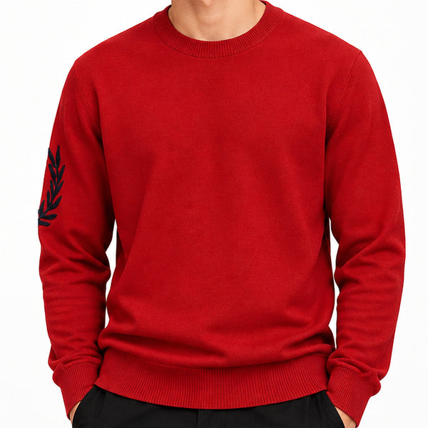 Premium Exclusive High End Quality Imported Pullover Available Now – Luxury Red Knit Collection with Sleeve Detail in Soft Premium Finish