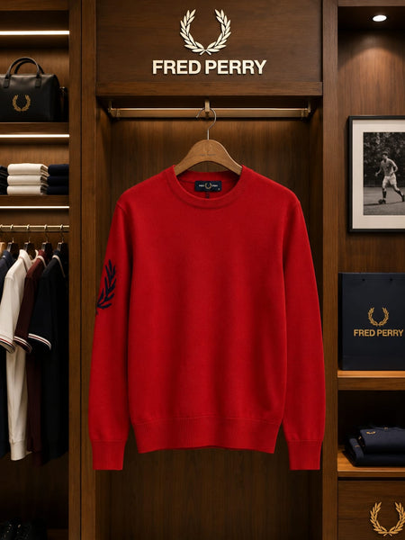 Premium Exclusive High End Quality Imported Pullover Available Now – Luxury Red Knit Collection with Sleeve Detail in Soft Premium Finish