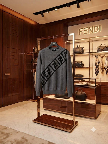 Premium Exclusive High End Quality Imported Authentic Quality Pullover Available Now – Luxury Grey Knit Collection with Bold Diagonal Detail in Soft Premium Finish