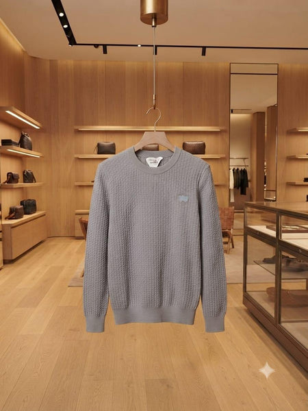 Premium Exclusive High End Quality Imported Authentic Quality Pullover Available Now – Luxury Grey Waffle Knit Collection with Subtle Chest Detail in Soft Premium Finish