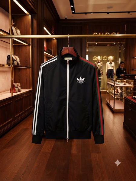Premium Exclusive High End Quality Windcheater Waterproof Jacket Available Now – Luxury Black Track Style Collection with Contrast Stripes in Soft Premium Finish