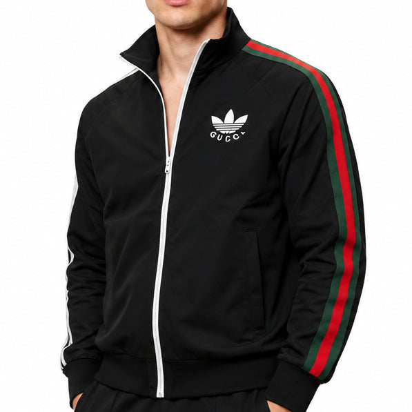 Premium Exclusive High End Quality Windcheater Waterproof Jacket Available Now – Luxury Black Track Style Collection with Contrast Stripes in Soft Premium Finish
