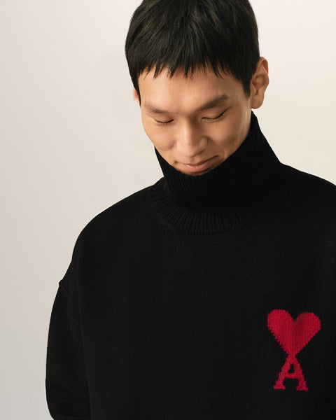 Premium Exclusive High End Quality Imported Turtleneck Pullover Available Now – Luxury Black Knit Collection with Subtle Chest Emblem in Soft Premium Finish