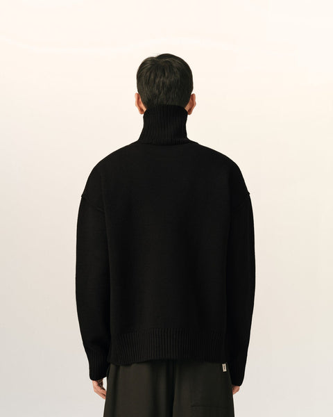 Premium Exclusive High End Quality Imported Turtleneck Pullover Available Now – Luxury Black Knit Collection with Subtle Chest Emblem in Soft Premium Finish