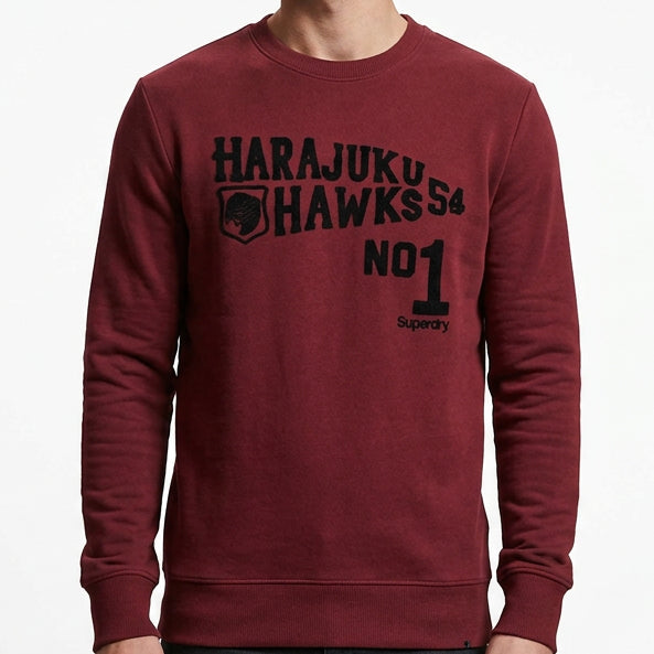 Premium Exclusive High-End Quality Soft Burgundy Graphic Crew-Neck Sweatshirt