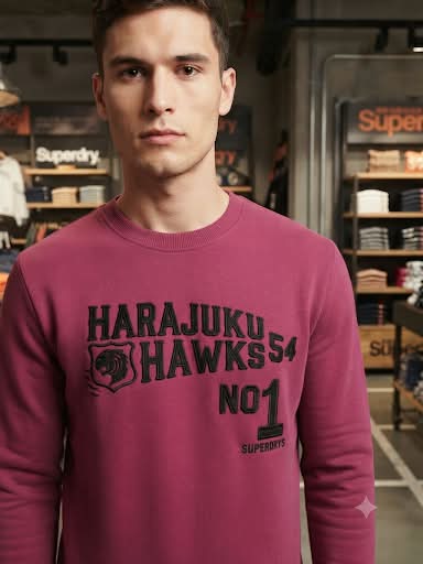 Premium Exclusive High-End Quality Soft Burgundy Graphic Crew-Neck Sweatshirt