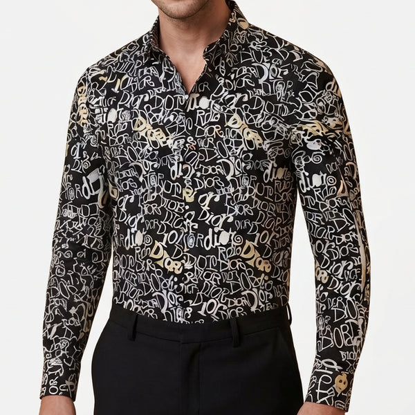 Premium Exclusive High-End Quality Black Graffiti Print Long Sleeve Shirt