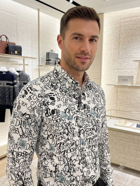Premium Exclusive High-End Quality White Graffiti Print Long Sleeve Shirt