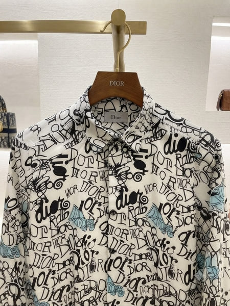 Premium Exclusive High-End Quality White Graffiti Print Long Sleeve Shirt