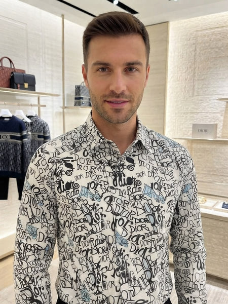 Premium Exclusive High-End Quality White Graffiti Print Long Sleeve Shirt