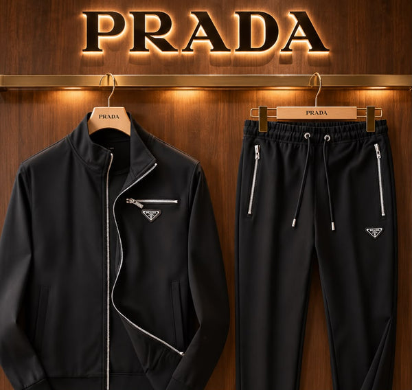 Premium Exclusive High-End Quality Black Full-Zip Tracksuit Set with Zip Details