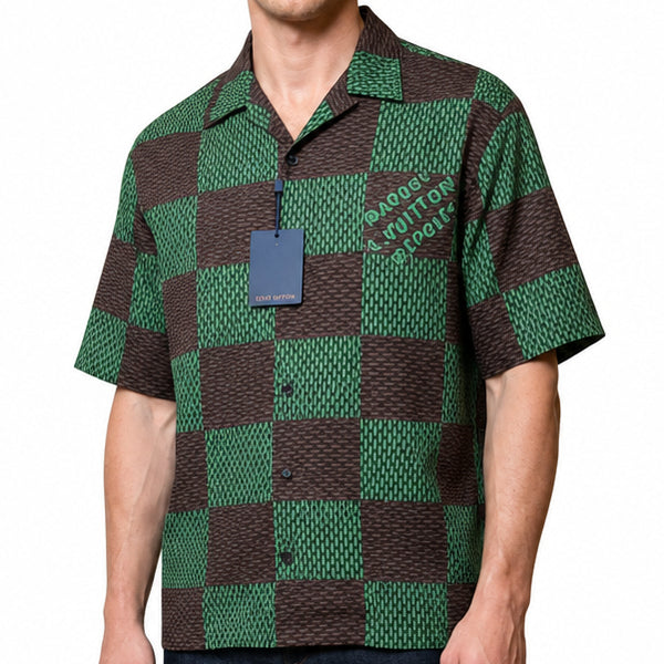 Premium Exclusive High-End Quality Green & Brown Checkered Short Sleeve Shirt