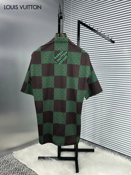Premium Exclusive High-End Quality Green & Brown Checkered Short Sleeve Shirt