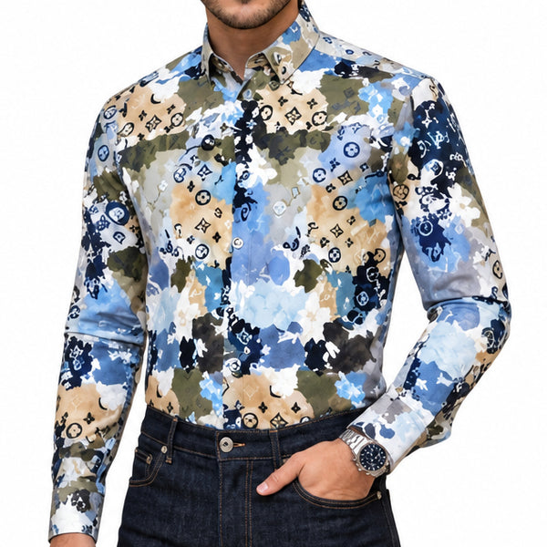 Premium Exclusive High-End Quality Abstract Camo Print Long Sleeve Shirt