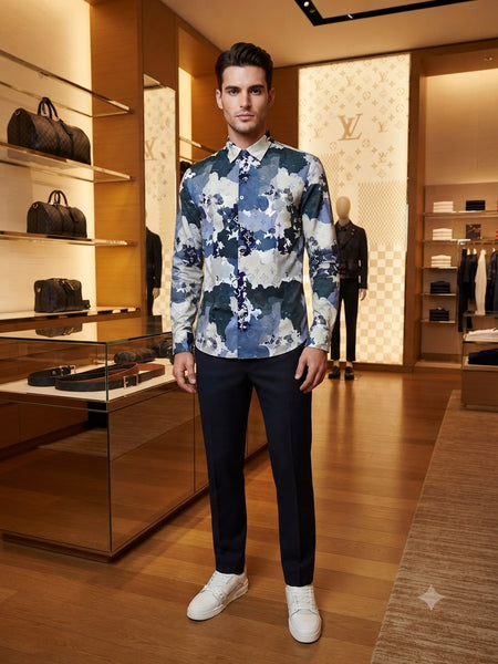 Premium Exclusive High-End Quality Abstract Camo Print Long Sleeve Shirt