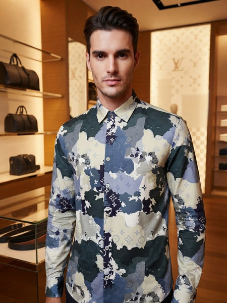 Premium Exclusive High-End Quality Abstract Camo Print Long Sleeve Shirt