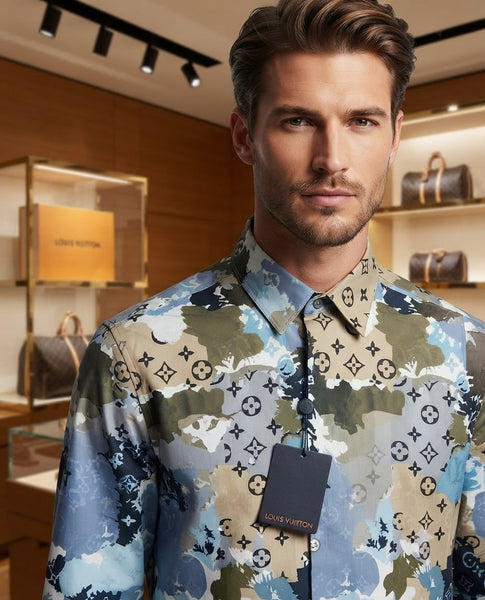 Premium Exclusive High-End Quality Abstract Camo Print Long Sleeve Shirt