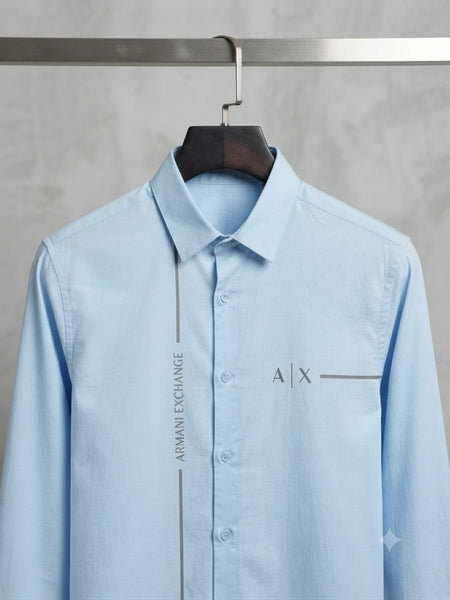 Refined Sky Blue Premium Long Sleeve Button-Up Shirt