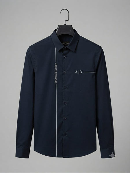 Elegant Navy Blue Premium Long Sleeve Button-Up Shirt