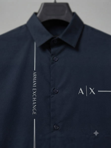 Elegant Navy Blue Premium Long Sleeve Button-Up Shirt