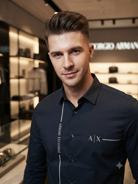 Elegant Navy Blue Premium Long Sleeve Button-Up Shirt