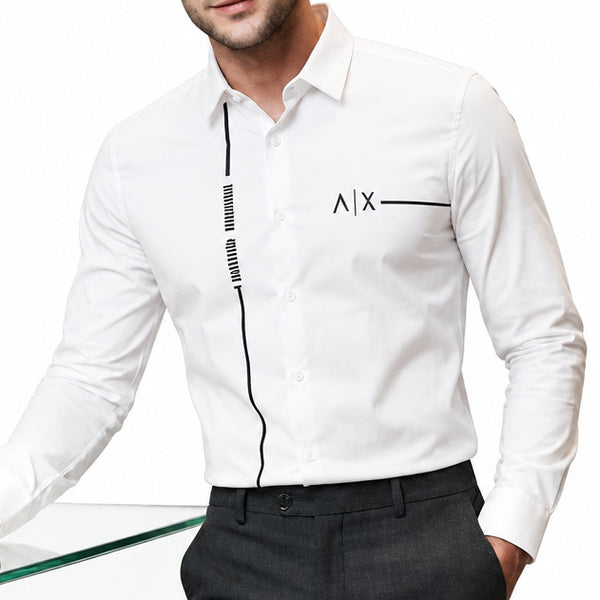 Classic Pure White Premium Long Sleeve Button-Down Shirt