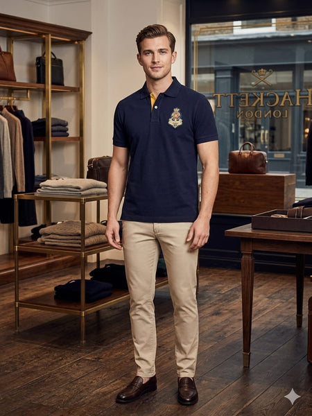 Premium Short Sleeve Polo Tee with Contrast Details