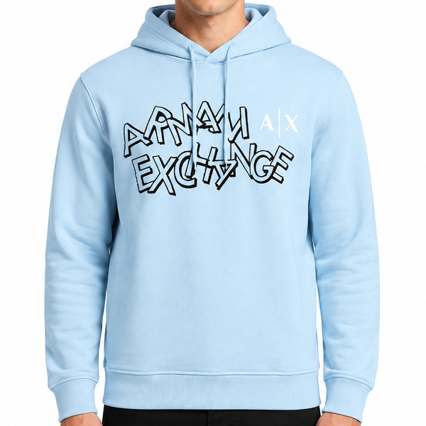 Premium Soft Blue Pullover Hoodie with Graphic Print