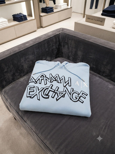 Premium Soft Blue Pullover Hoodie with Graphic Print