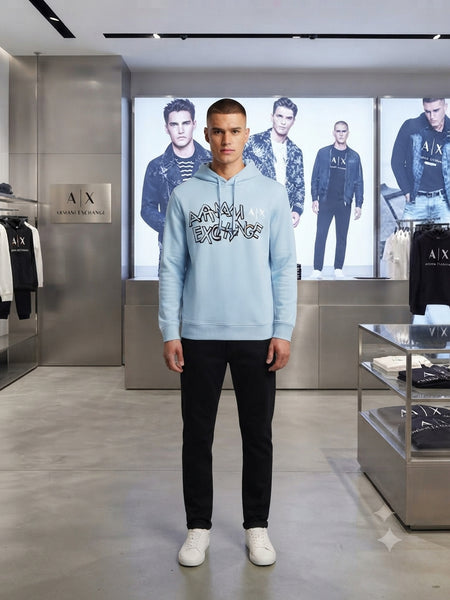 Premium Soft Blue Pullover Hoodie with Graphic Print