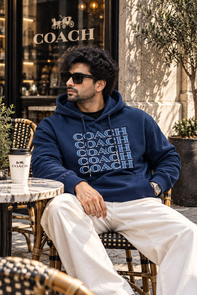 Premium Exclusive High-End Quality Navy Blue Graphic Print Hoodie