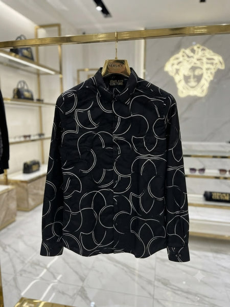 Premium Exclusive High-End Quality Black Geometric Print Long Sleeve Shirt