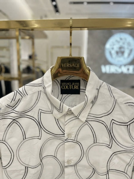 Premium Exclusive High-End Quality White Geometric Print Long Sleeve Shirt