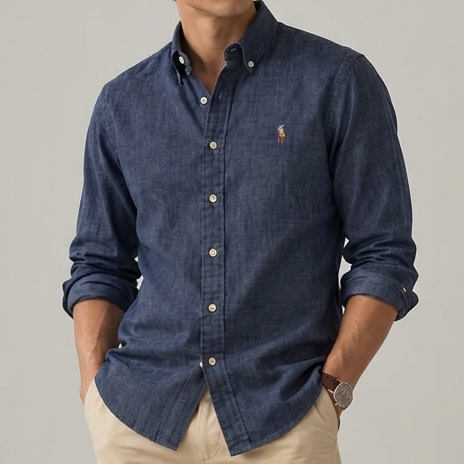 Premium Exclusive High-End Quality Soft Chambray Denim Button-Down Shirt