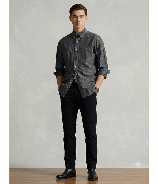 Premium Exclusive High-End Quality Soft Chambray Denim Button-Down Shirt