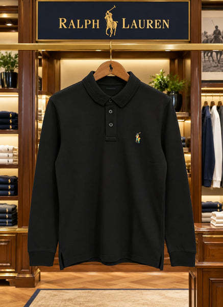 Premium Exclusive High-End Quality Black Long Sleeve Polo T-Shirt