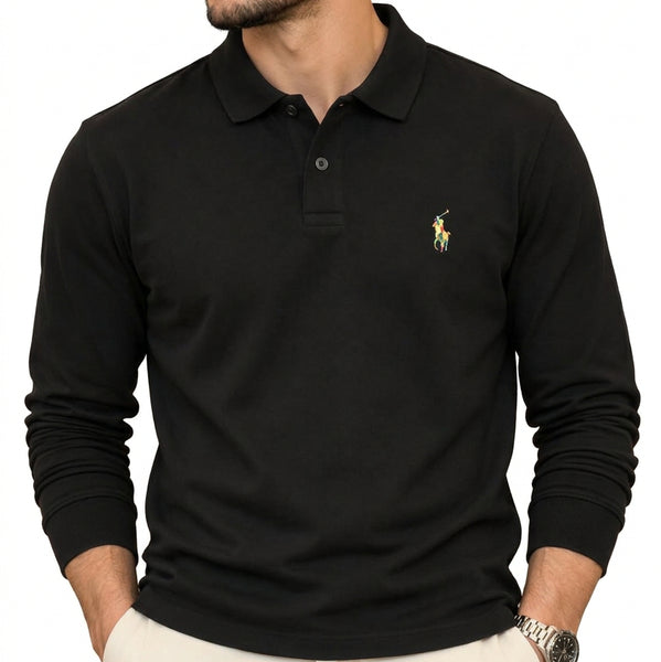 Premium Exclusive High-End Quality Black Long Sleeve Polo T-Shirt